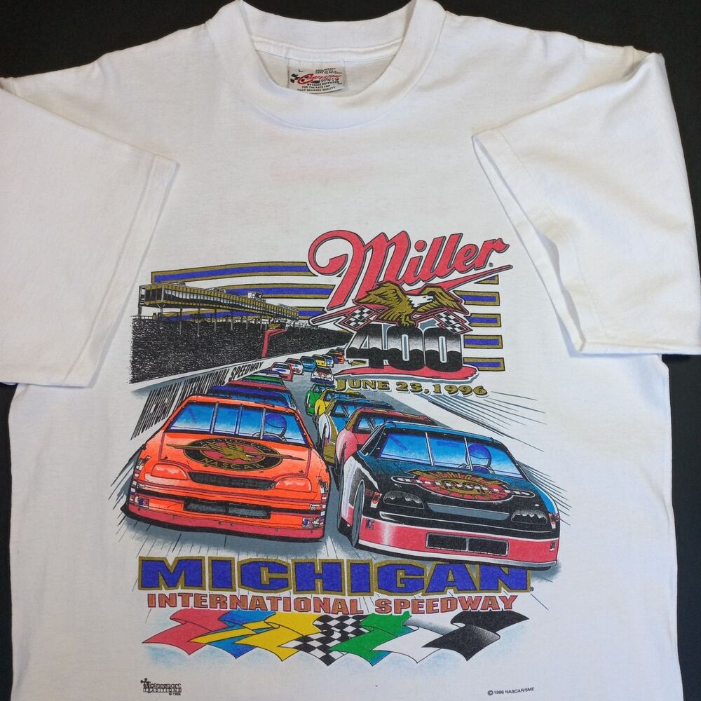 Vintage Nascar Tshirt Large T white 90s Chase Racewear Made in The USA L 96 1996